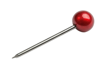 High-resolution red pushpin PNG cutout on transparent background, ideal for infographic design, web icons, and digital presentations