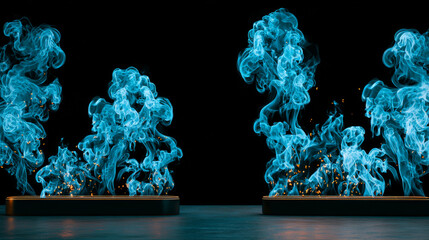 Smoke  effect set isolated on black background. 	
