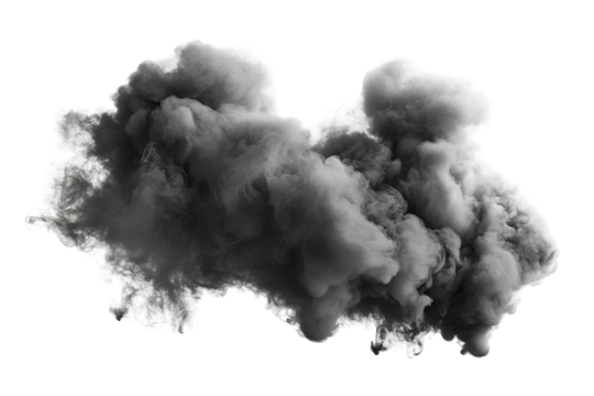 Billowing gray smoke plume on transparent background — ultra-high-resolution PNG cutout ideal for cinematic VFX, digital art overlays, photo compositing and premium graphic design