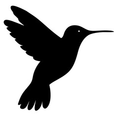 Silhouette illustration of a hummingbird in flight, isolated on white background