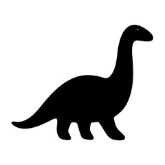 Silhouette of a longnecked dinosaur with a small head and short legs