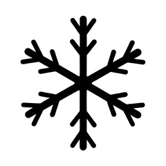 Simple elegant black snowflake design on white background, winter holiday symbol