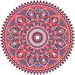 Harmonious Mandala: This intricate illustration presents a vibrant and symmetrical mandala, showcasing a spectrum of rich colors and detailed geometric patterns.