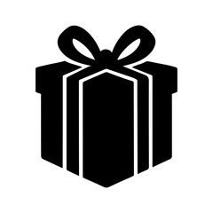 Gift Box Silhouette Vector Icon, Present Outline Illustration. 