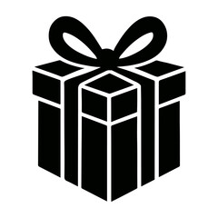 Gift Box Silhouette Vector Icon, Present Outline Illustration. 