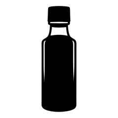 A bottle silhouette filled with dark liquid, potentially soy sauce or balsamic vinegar
