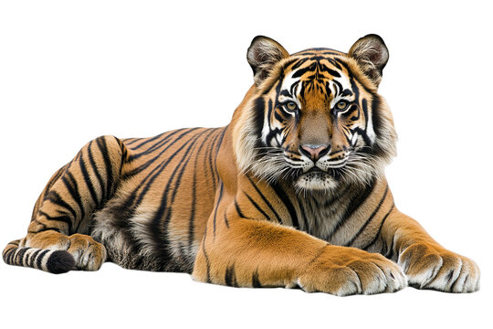 High-resolution Sumatran Tiger isolated on transparent background — realistic PNG cut-out for wildlife posters, conservation campaigns, and dynamic graphic design composites