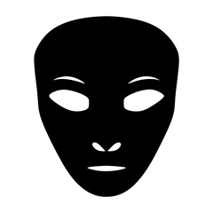 Sleek and Mysterious Black Face Mask Silhouette with Empty Eyesockets