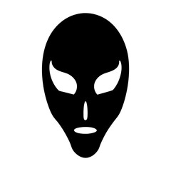 Simple black and white alien head graphic vector illustration isolated design