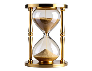  Elegant Gold Hourglass Sand Timer, Luxury Time and Deadline Concept, Transparent Background.PNG