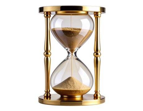  Elegant Gold Hourglass Sand Timer, Luxury Time and Deadline Concept, Transparent Background.PNG