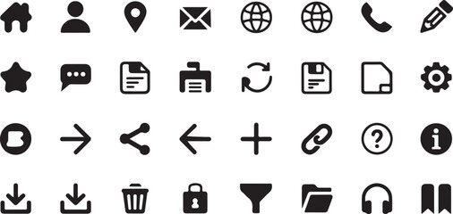 Thirty Black and White Minimalist Website Icons app icons