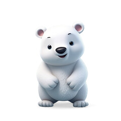 Naklejka premium Cute 3D Cartoon Polar Bear with on a Transparent Background
