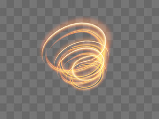 A glowing tornado. Rotating wind. Beautiful wind effect. Isolated on a transparent background. Vector illustration.