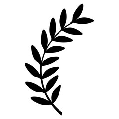 Elegant silhouette of a leafy branch or sprig with organic design