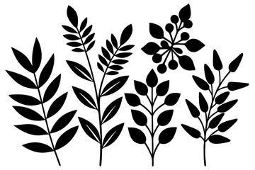 This image features a seamless pattern of hand-drawn leaves in black and white. The leaves are depicted in a realistic style, with intricate details and textures. The pattern is perfect for use in a v