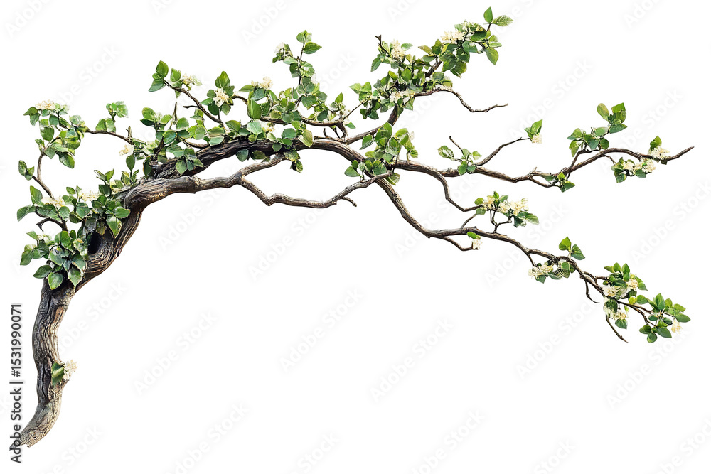 Wall mural high-resolution flowering tree branch overlay isolated on transparent background png – realistic bot