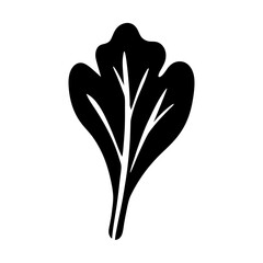 Stylized Silhouette of a Leafy Green Vegetable with prominent central veins