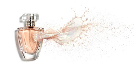 Elegant floral musk perfume bottle suspended with shimmer splash 3