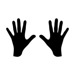 Fototapeta premium Black silhouettes of two human hands on a white background image