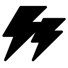 Double Lightning Bolts with Sharp Angles and Rounded Edges, Black and White