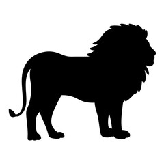 Silhouette of a Majestic Lion Standing Proudly Against a White Background