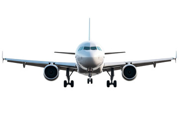 High-resolution passenger airplane isolated on transparent background PNG cut-out — detailed commercial aircraft silhouette ideal for travel posters, aviation infographics, and graphic design
