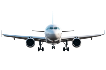 High-resolution passenger airplane isolated on transparent background PNG cut-out — detailed commercial aircraft silhouette ideal for travel posters, aviation infographics, and graphic design