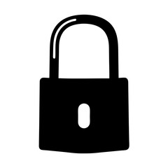 Simple black padlock illustration indicating security, privacy and locked access
