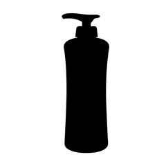 Black silhouette illustration of a soap or lotion dispenser on white background
