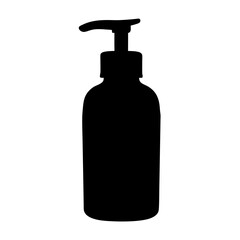 A Black Silhouette of a Soap Dispenser Bottle on White Background