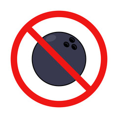 No Bowling Ball Sign on White Background