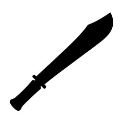 Black Silhouette of a Machete with Handle and Curved Blade Design