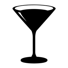 Minimalist black and white illustration of a classic elegant martini glass shape
