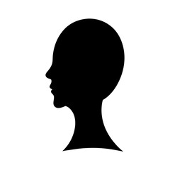 Elegant side profile silhouette of a human head against a white background