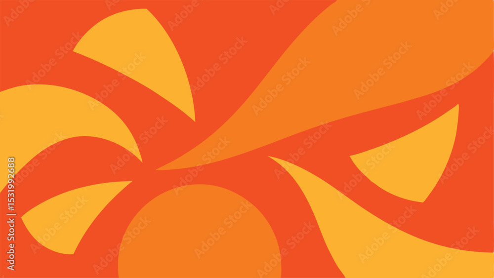 Poster abstract orange and yellow graphic design with transparent background for versatile use