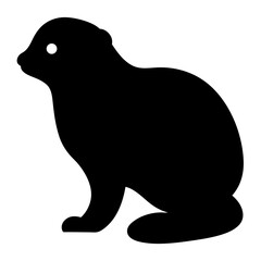 Black silhouette of a sitting beaver against a white background image