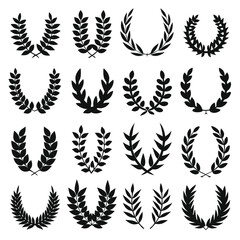 Fifteen Black Silhouette Laurel Wreath Designs