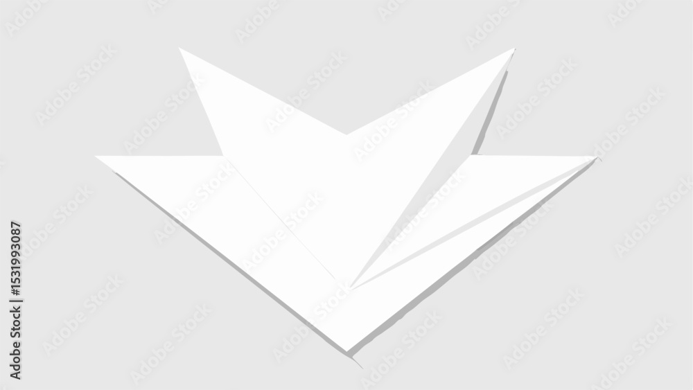 Poster abstract paper art composition of white origami elements with shadow on transparency