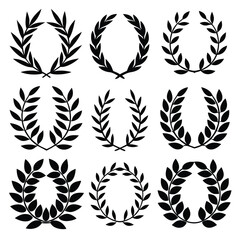 Twelve Black Silhouettes on a White Background