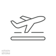 Takeoff Plane Symbol Flat Line Art Editable Airport Vector Design