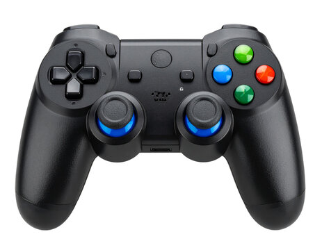 Modern Wireless Gaming Controller with Neon Accents and Textured Grips, Transparent Background.PNG