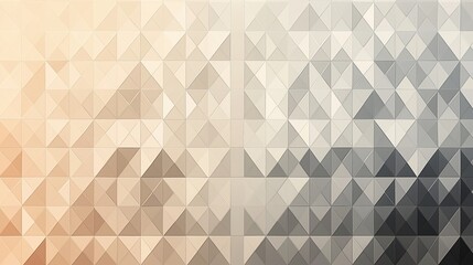 Fototapeta premium A Geometric Pattern Featuring Triangular Shapes in a Gradient of Grey and Beige, Creating an Abstract Background Enhanced by Soft Lighting for a Captivating Visual Experience