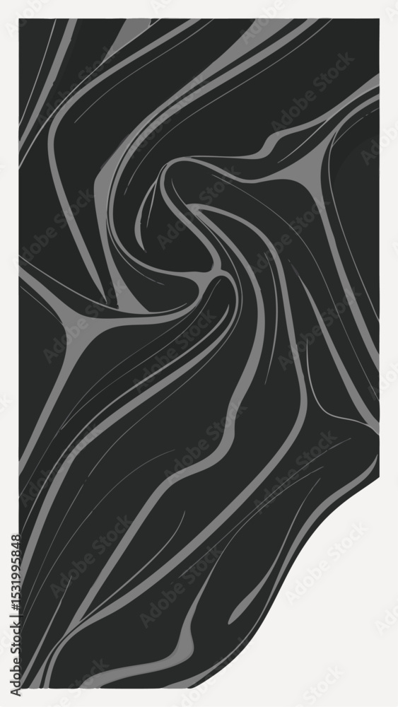 Poster abstract swirl design featuring gray lines on a dark backdrop with a transparent background