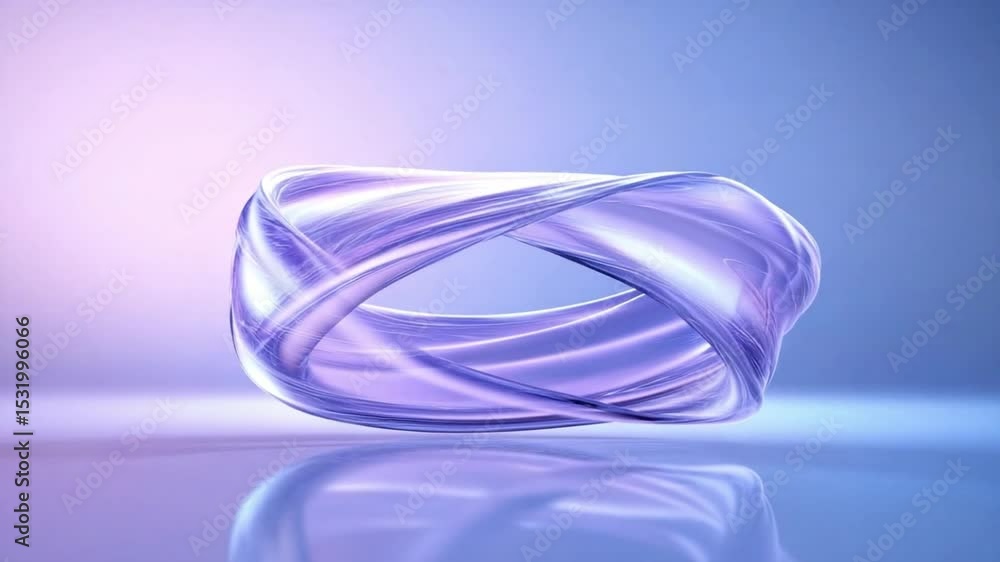 Aufkleber Iridescent Abstract Ring: A mesmerizing iridescent abstract ring with smooth flowing form in gradient color, reflected in glossy surface.