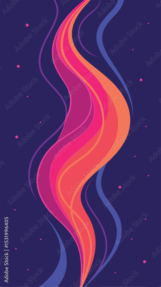 Poster abstract vector illustration featuring flowing lines and gradated colors on transparency