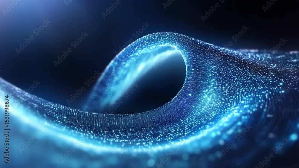 Poster abstract blue wave flow: captivating digital depiction of an abstract blue wave, suggesting the flow
