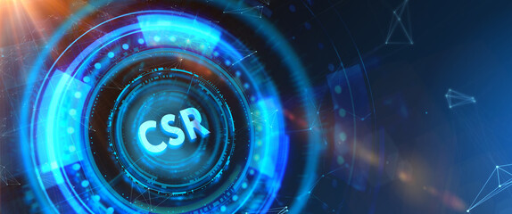 CSR abbreviation, modern technology concept. Business, Technology, Internet and network concept. 3d illustration