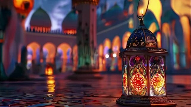 Beautiful greeting card with holiday composition for celebrate Ramadan