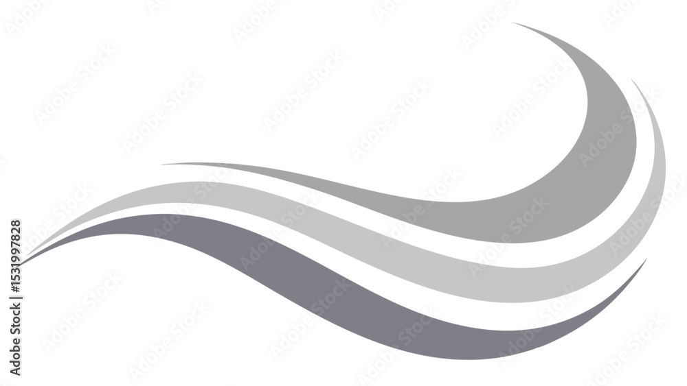 Poster abstract wavy lines vector design with gradients in shades of gray on white background